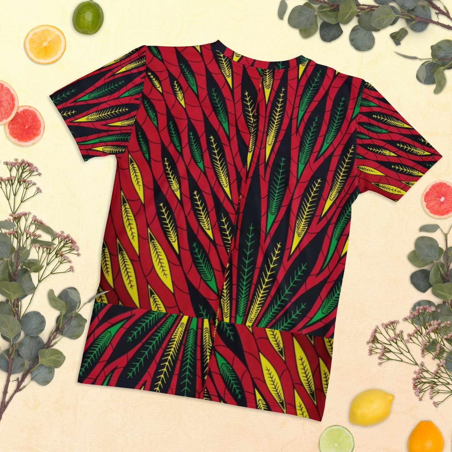 Red Yellow Green Leaves Ankara Women's T-shirt