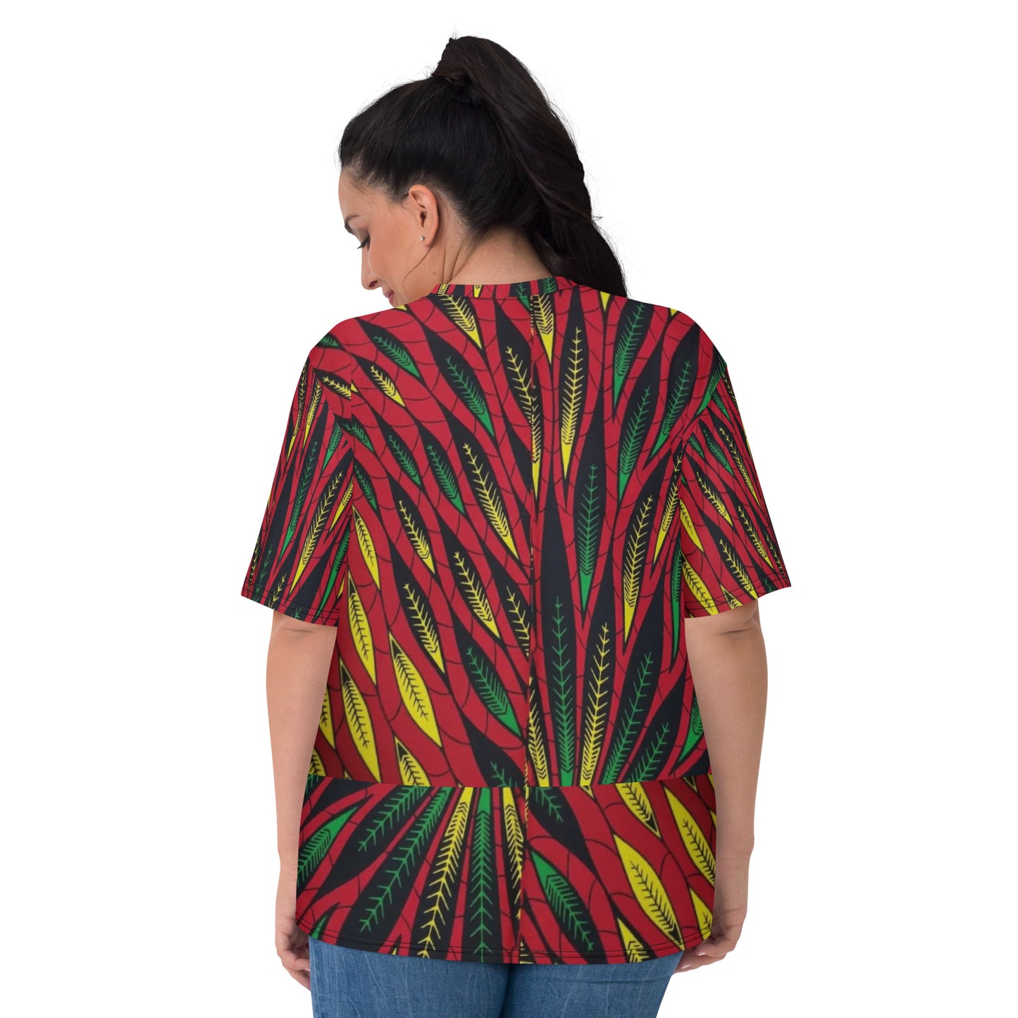 Red Yellow Green Leaves Ankara Women's T-shirt