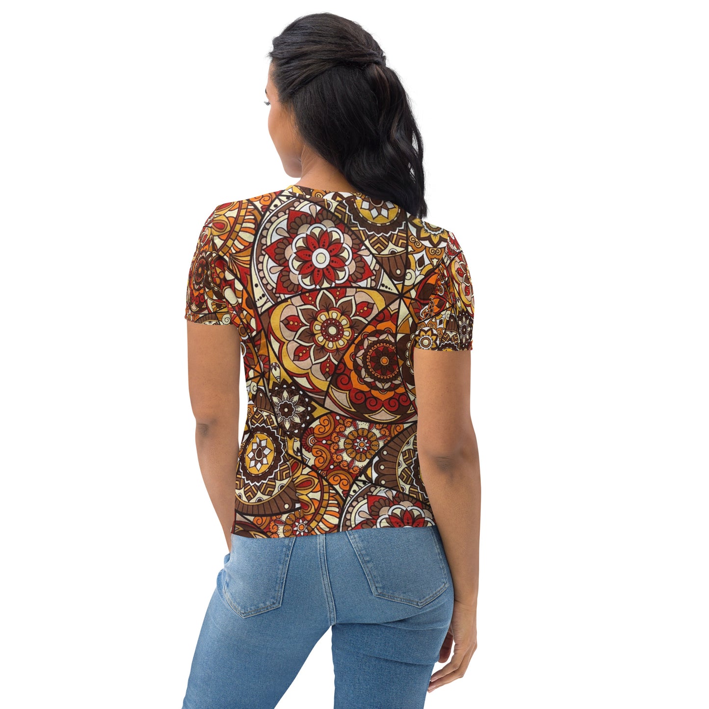 Multicolour Brown Ankara Women's T-shirt