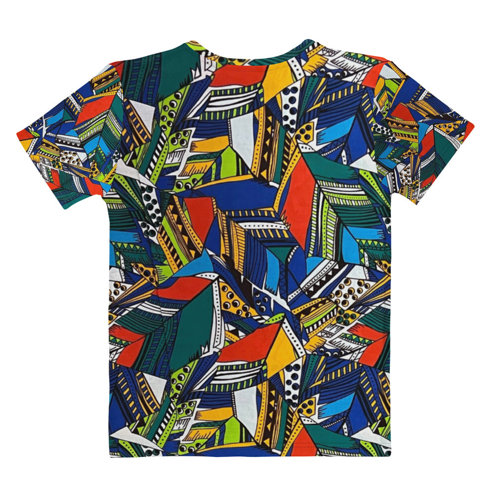 Multicolour Shapes Ankara Women's T-shirt