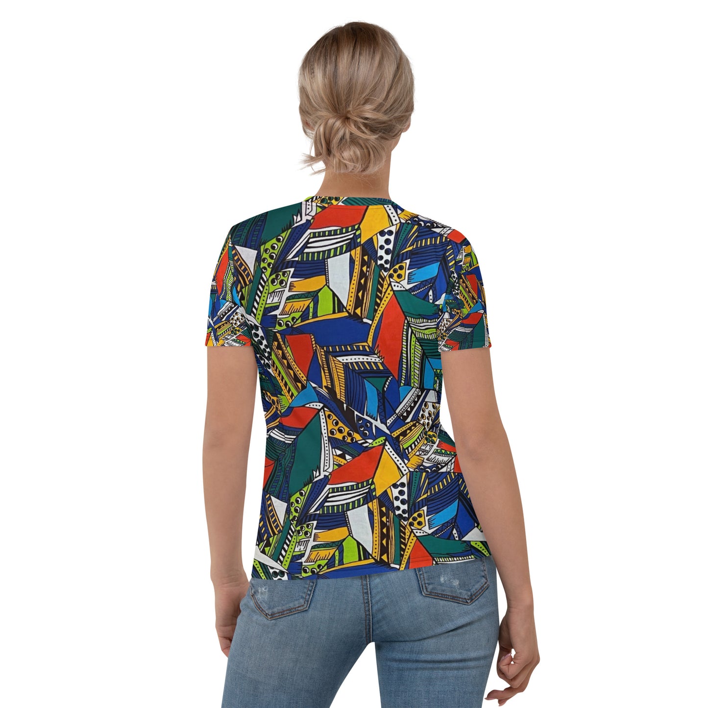 Multicolour Shapes Ankara Women's T-shirt