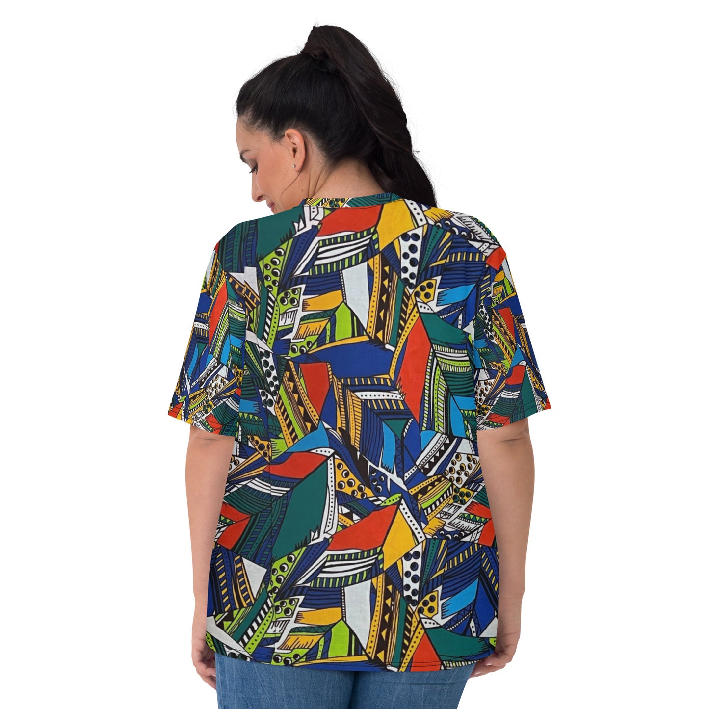 Multicolour Shapes Ankara Women's T-shirt