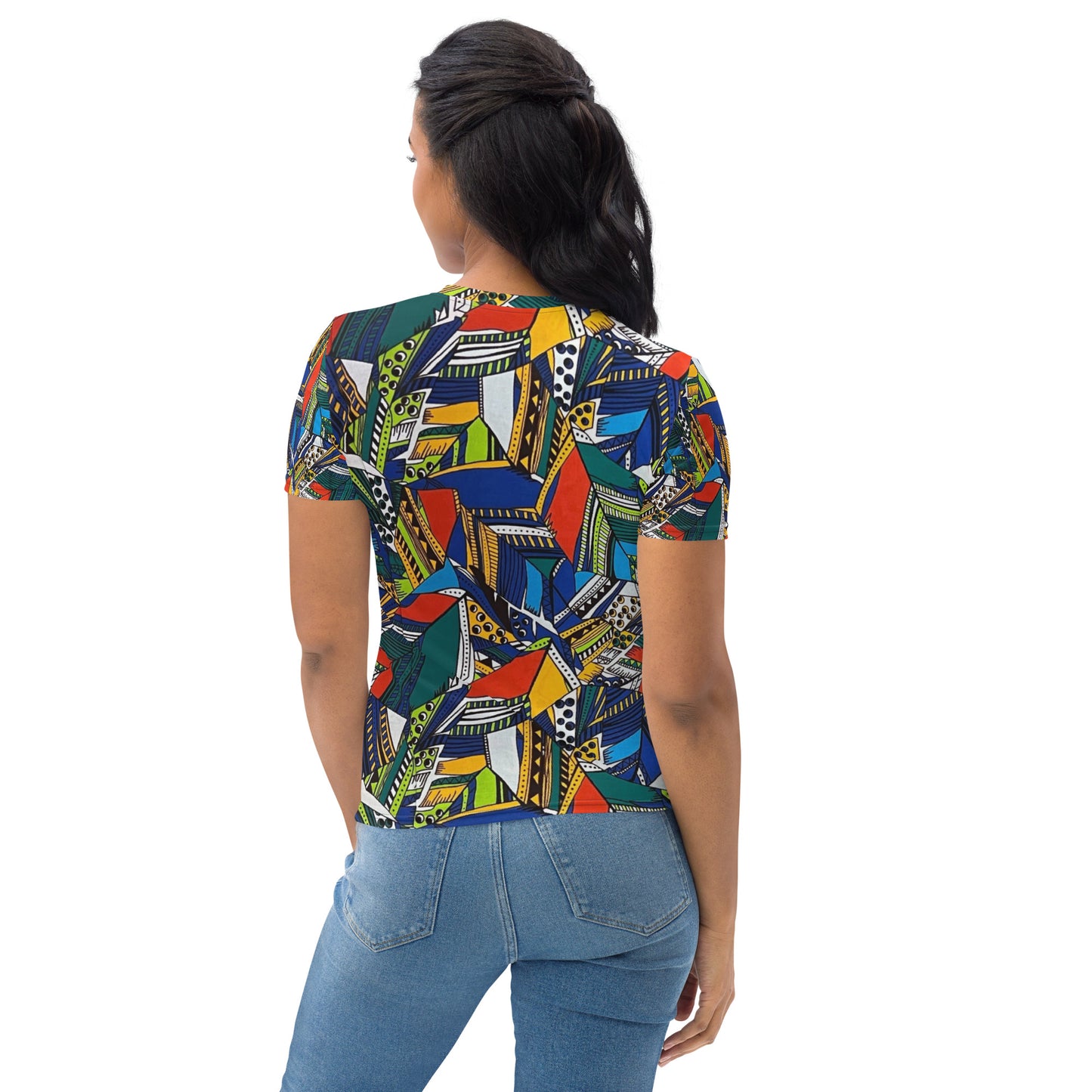 Multicolour Shapes Ankara Women's T-shirt