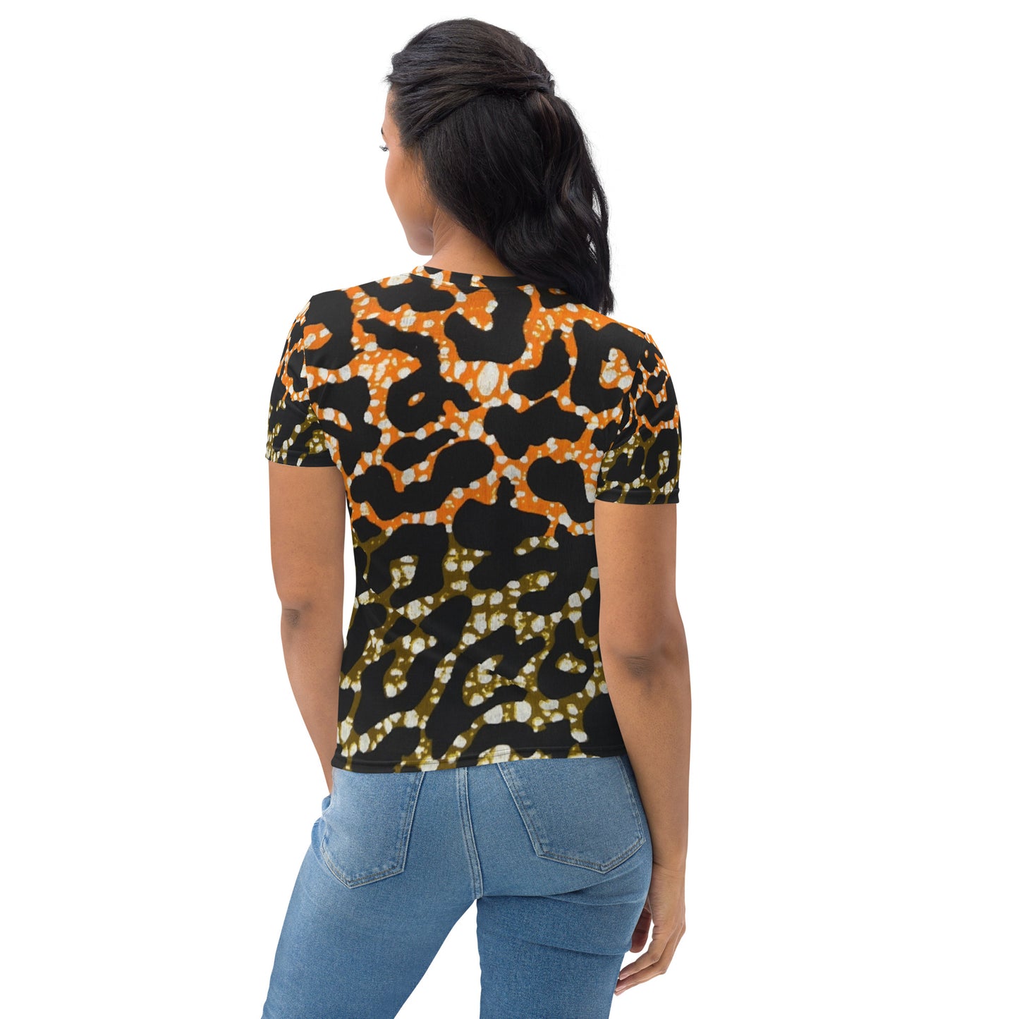 Green Orange Leopard Ankara Women's T-shirt