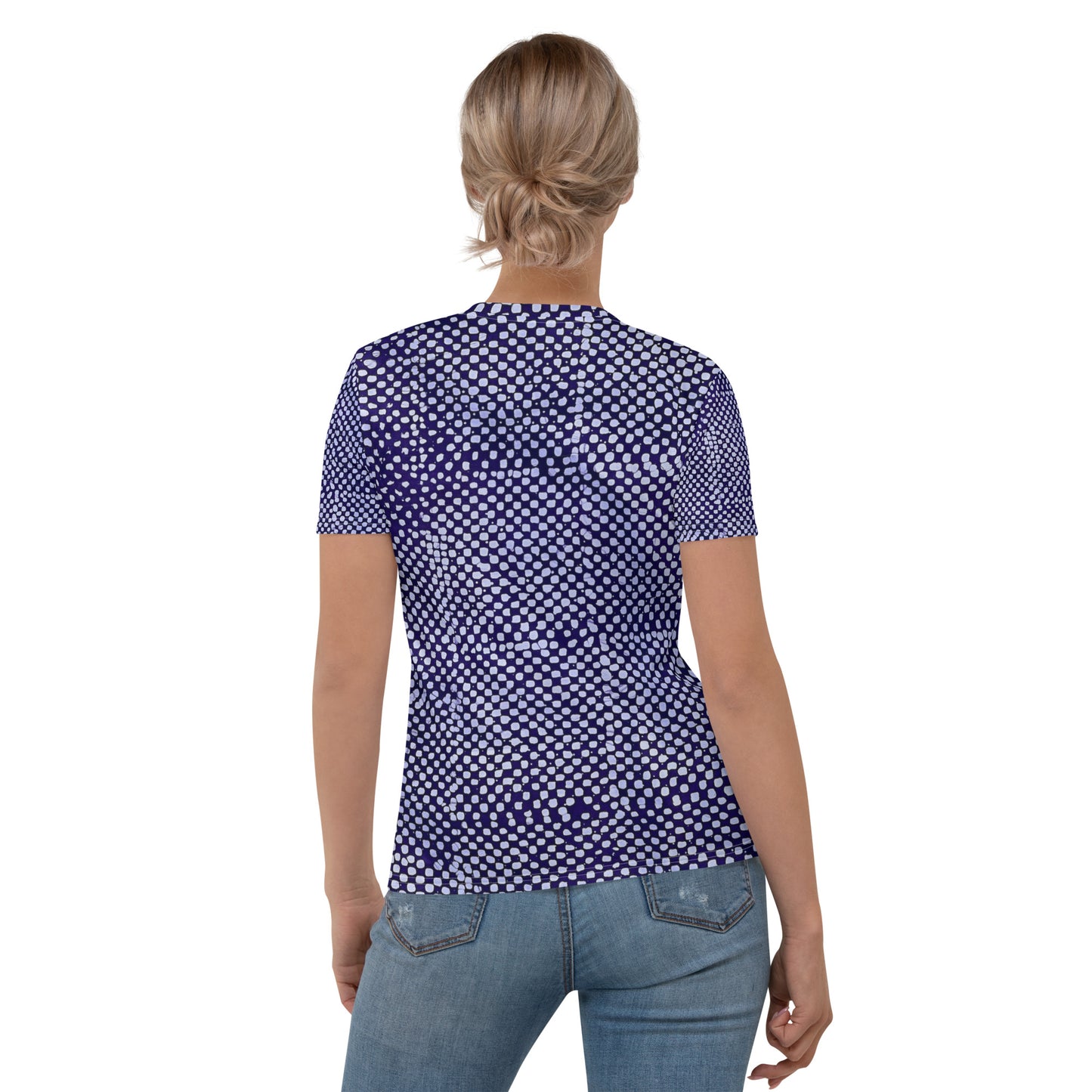 Purple And White Polka Dots Adire Women's T-shirt