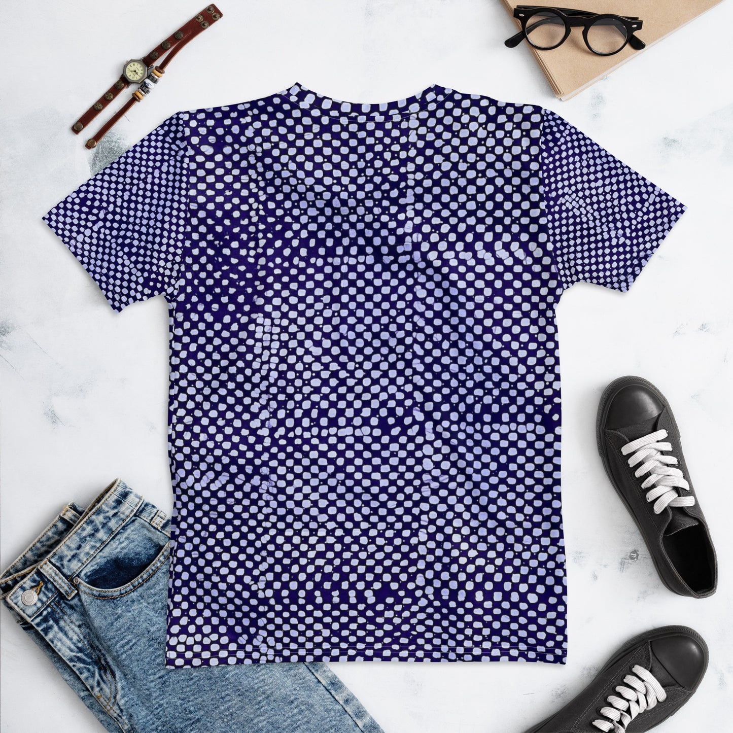 Purple And White Polka Dots Adire Women's T-shirt