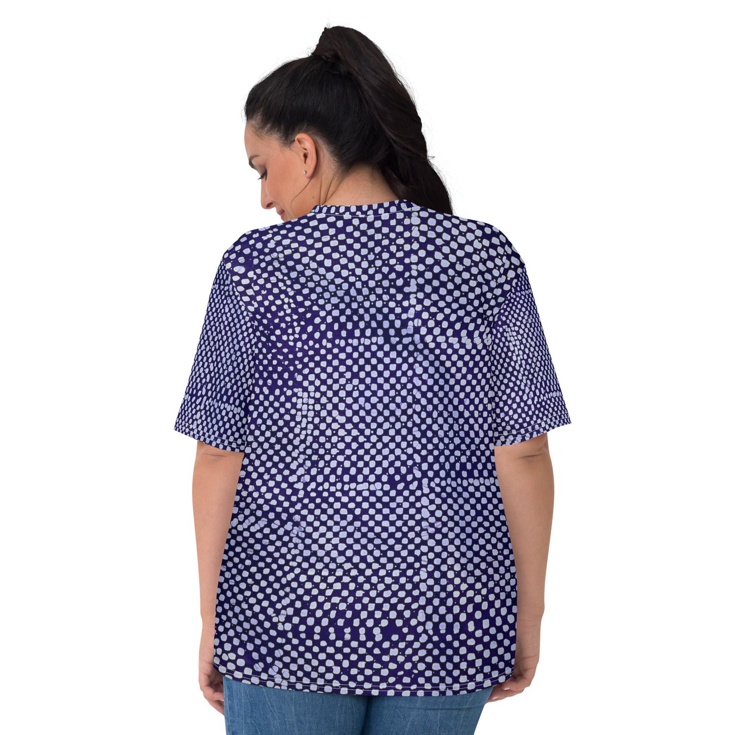 Purple And White Polka Dots Adire Women's T-shirt