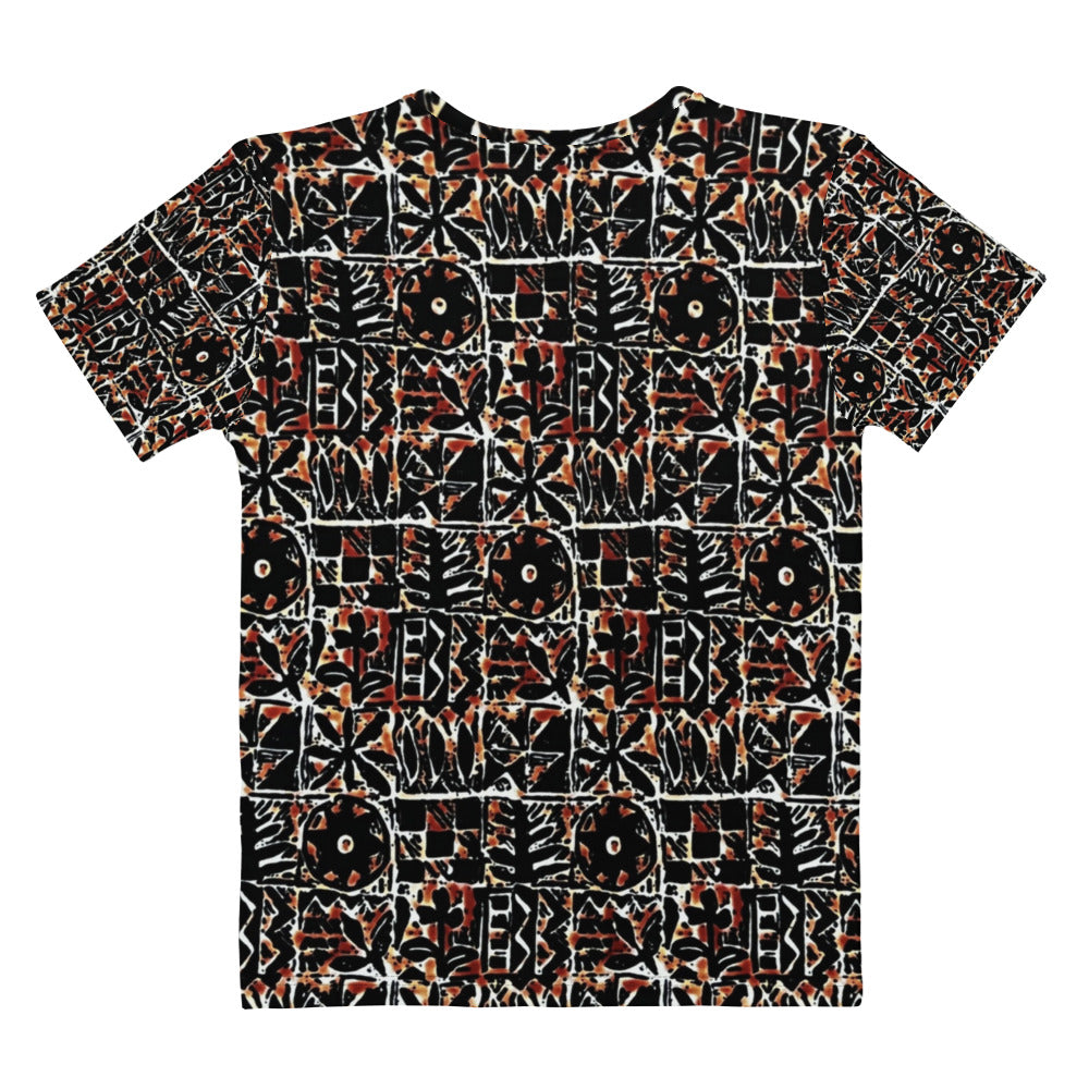 Red Black Abstract Adire Women's T-shirt