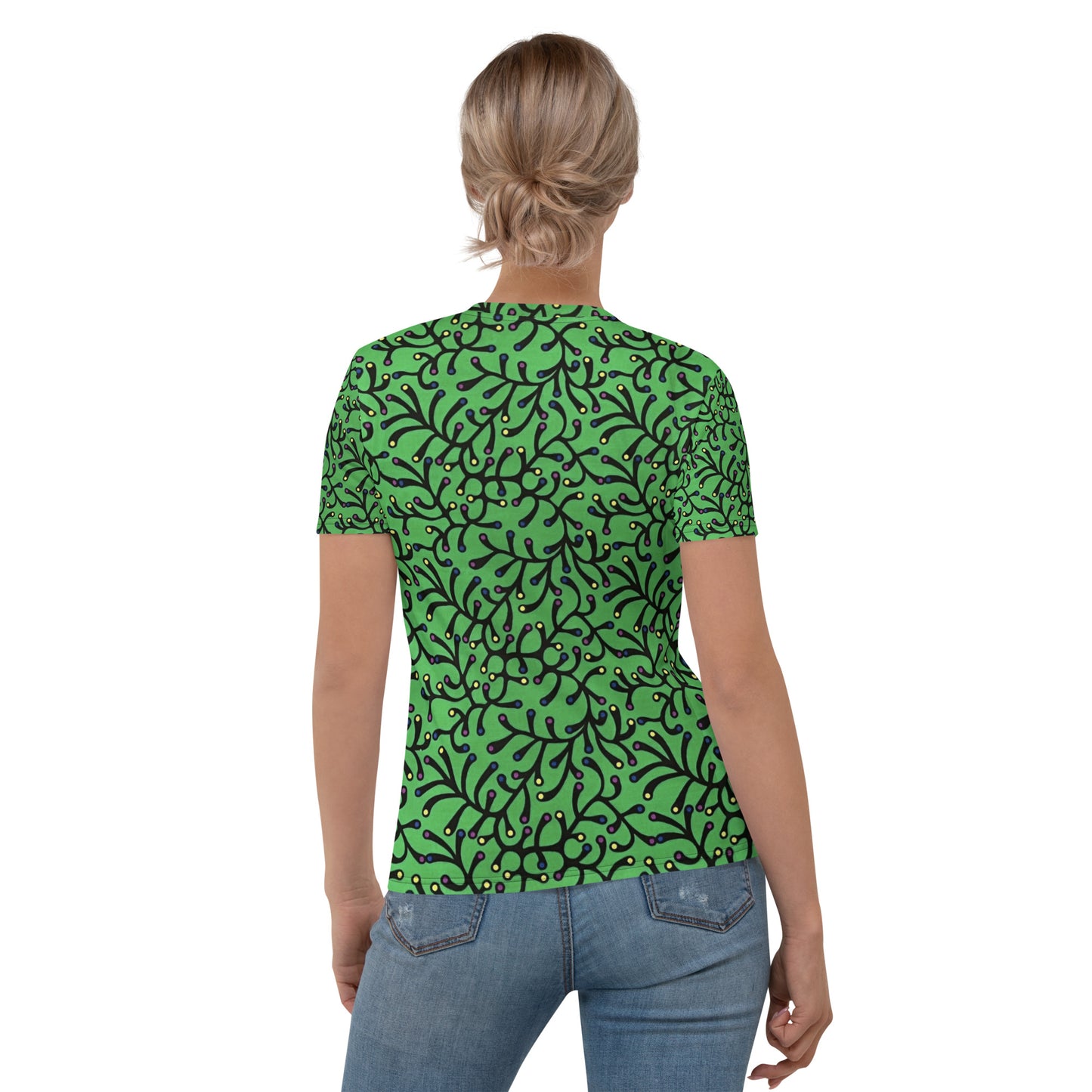 Vibrant Green And Yellow Polka Dots African print Ankara Women's T-shirt