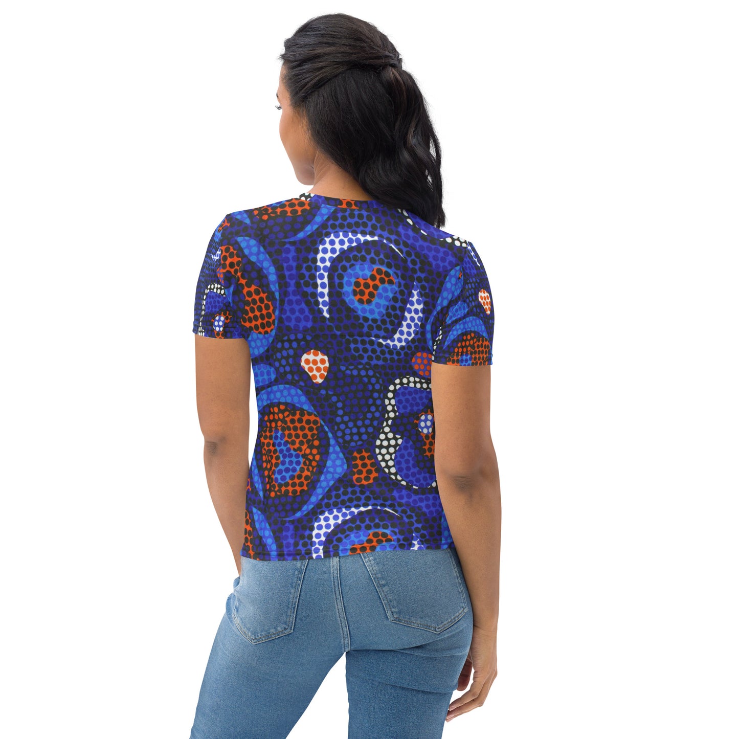 Blue Orange Abstract Ankara Women's T-shirt