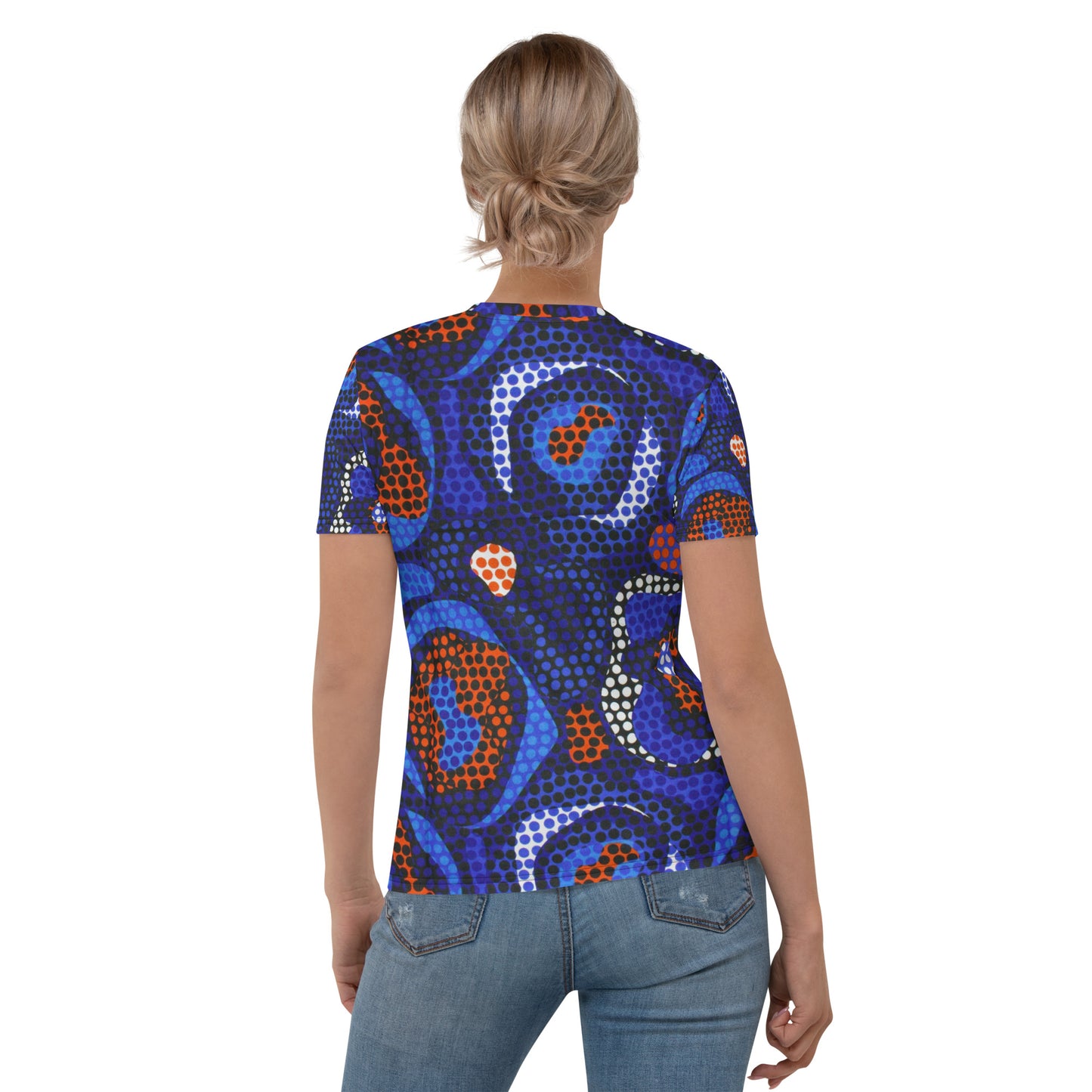 Blue Orange Abstract Ankara Women's T-shirt