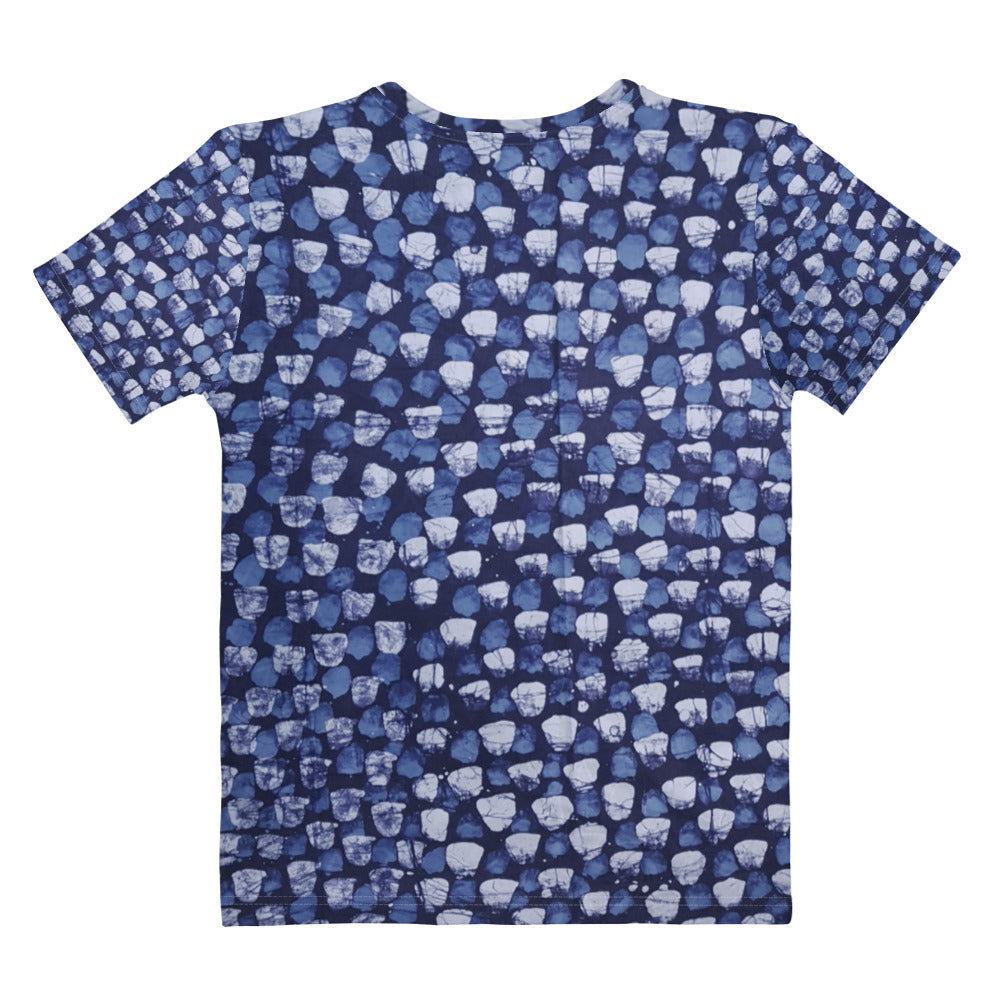 Blue Dotted Adire Women's T-shirt