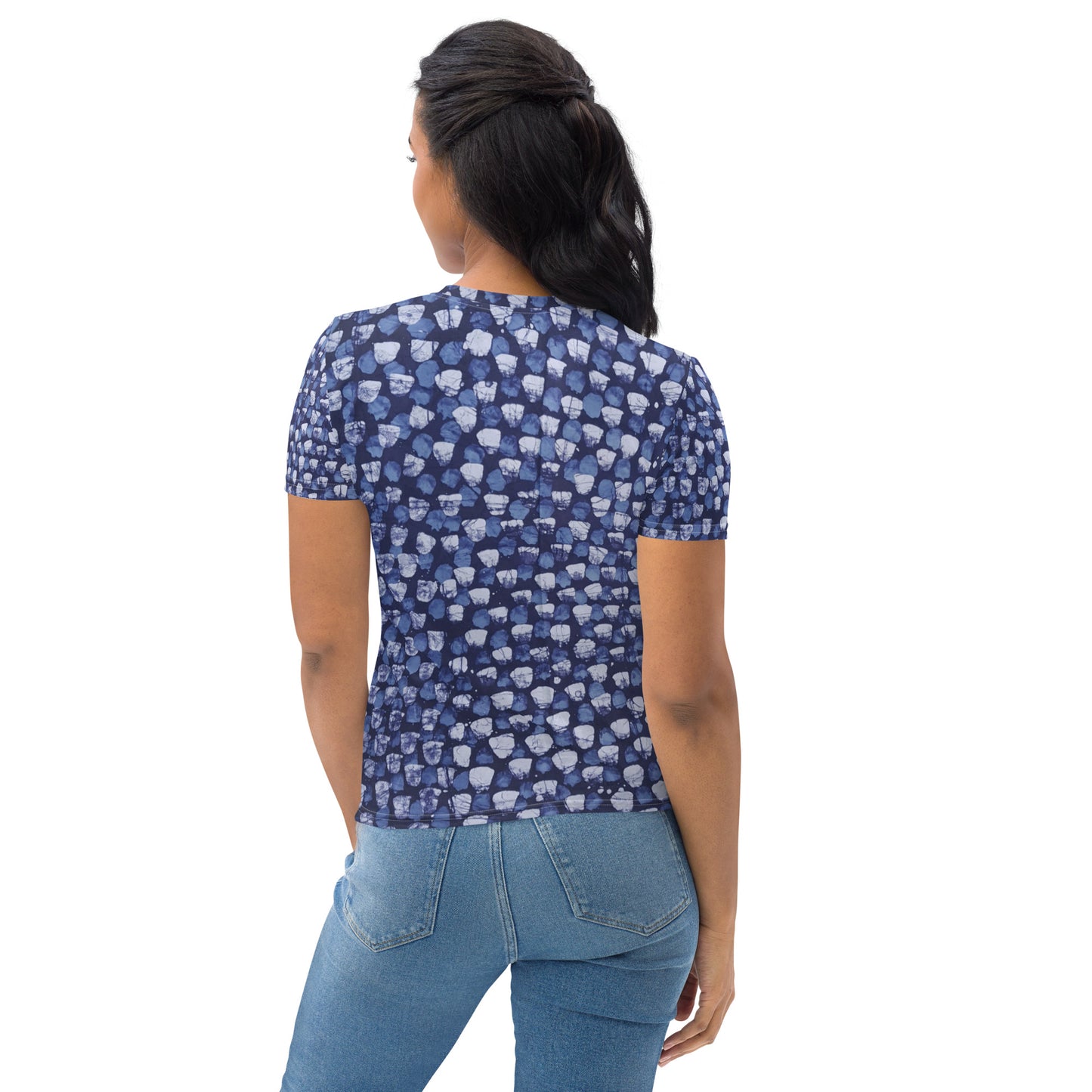 Blue Dotted Adire Women's T-shirt