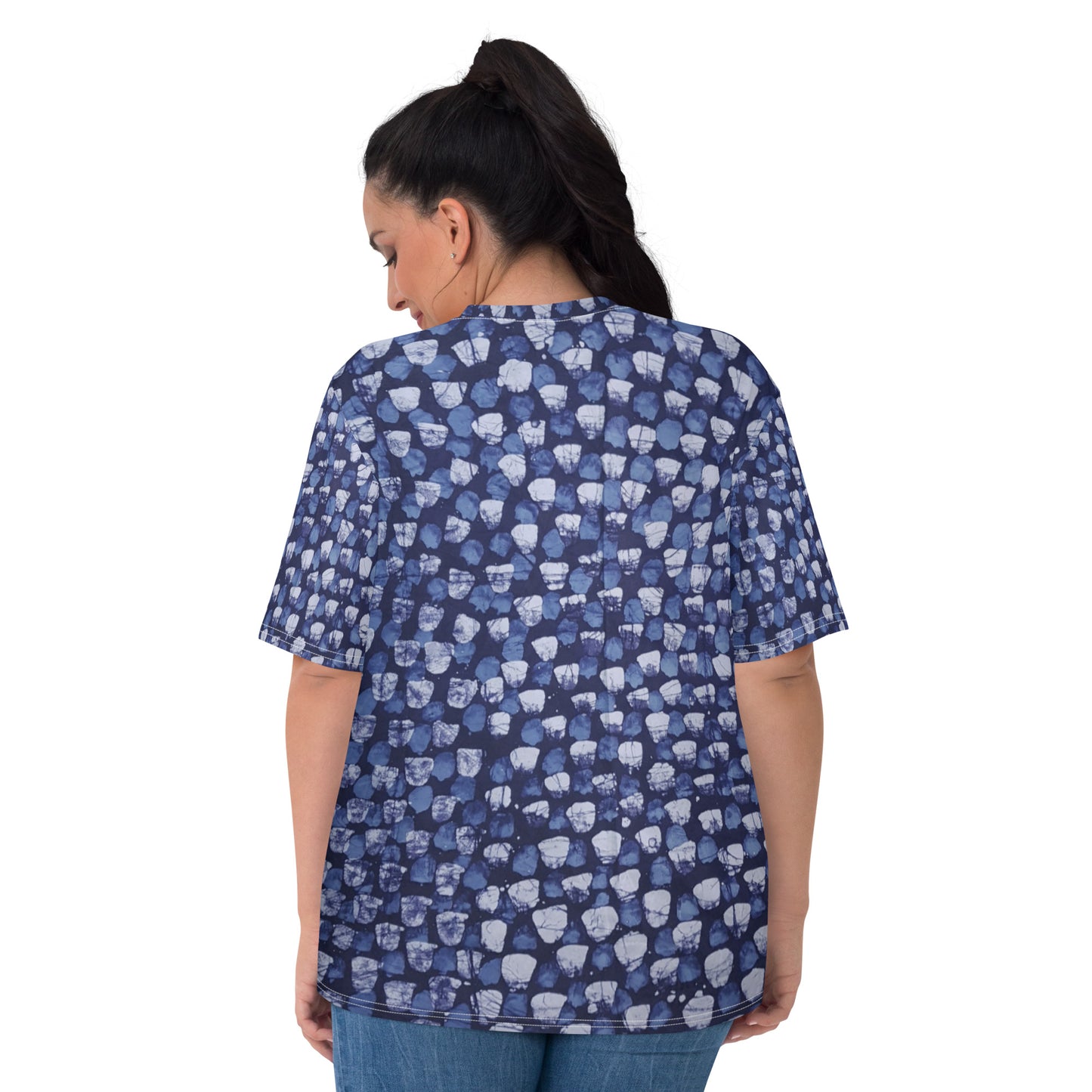 Blue Dotted Adire Women's T-shirt