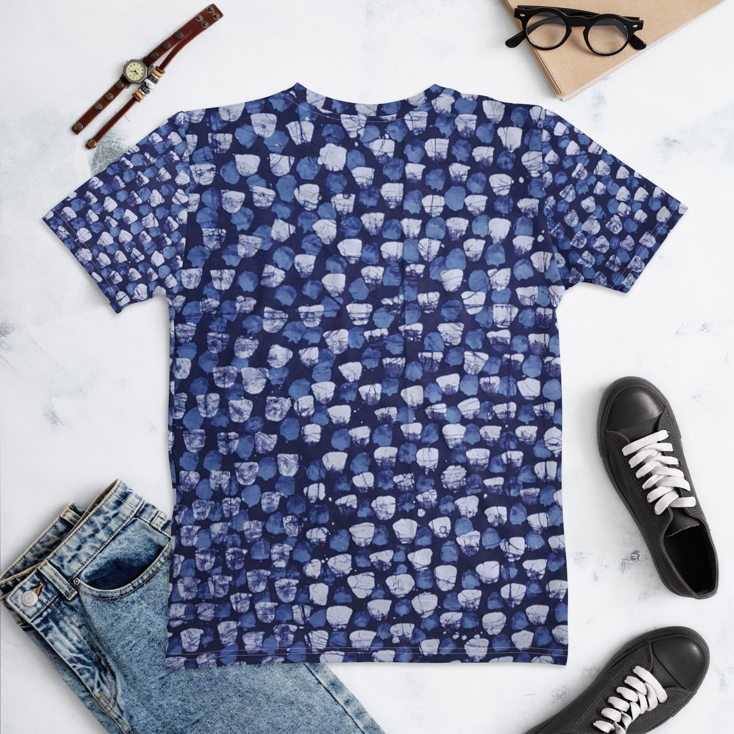 Blue Dotted Adire Women's T-shirt