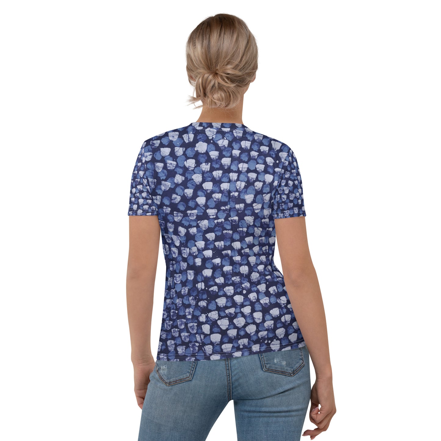 Blue Dotted Adire Women's T-shirt