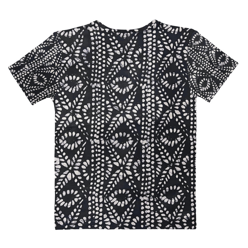 Black And White Nigerian Abstract Aztec Print Adire Women's T-shirt