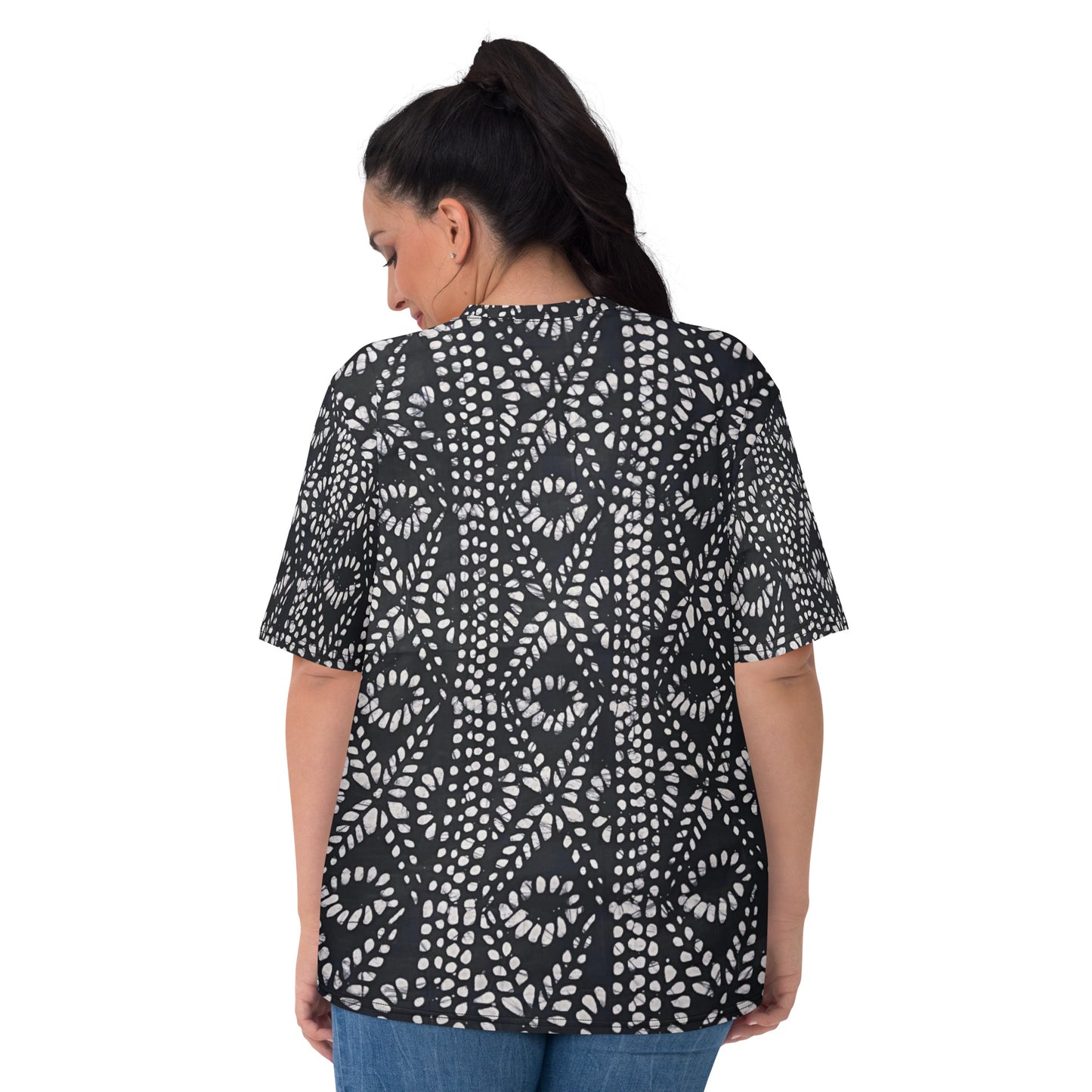 Black And White Nigerian Abstract Aztec Print Adire Women's T-shirt