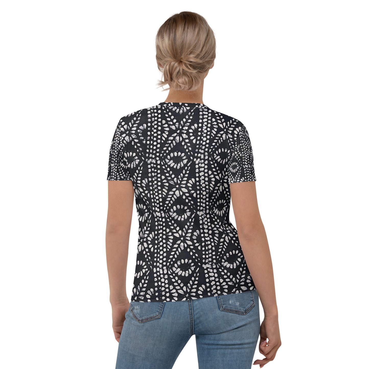 Black And White Nigerian Abstract Aztec Print Adire Women's T-shirt