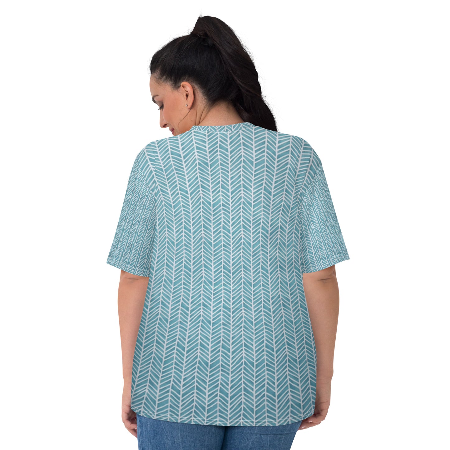 Aqua Chevron Adire Women's T-shirt