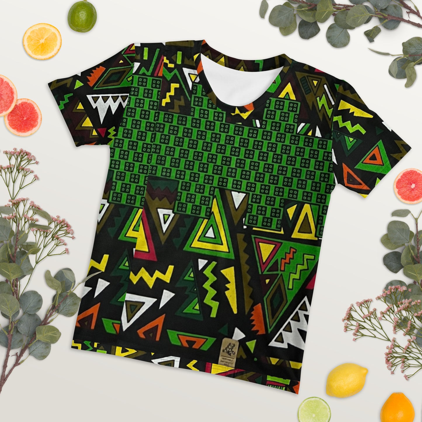 Vibrant Multicolour Green Black Yellow Red Ethnic Ankara Women's T-shirt