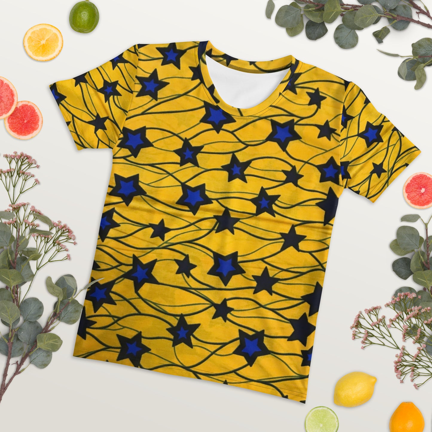 Yellow Blue Star Ankara Women's T-shirt