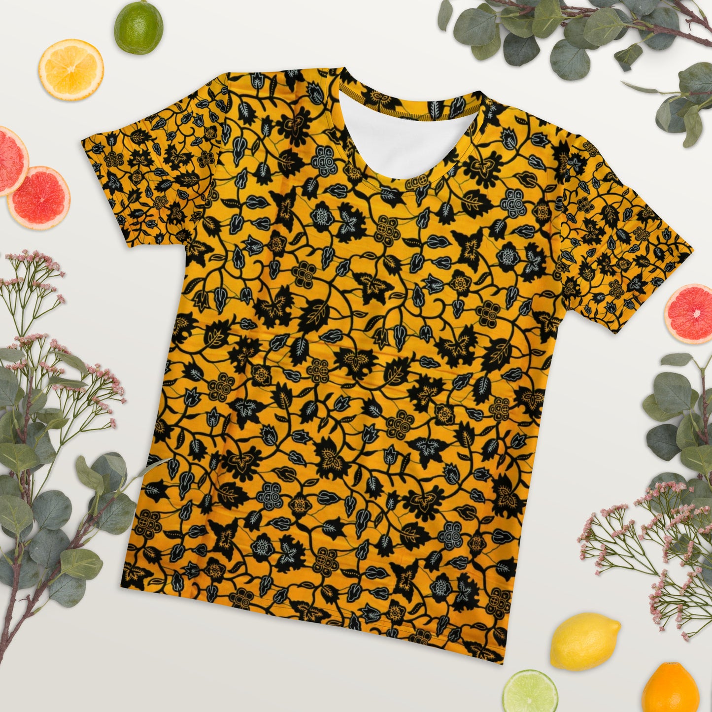 Yellow & Leaves Ankara Women's T-shirt