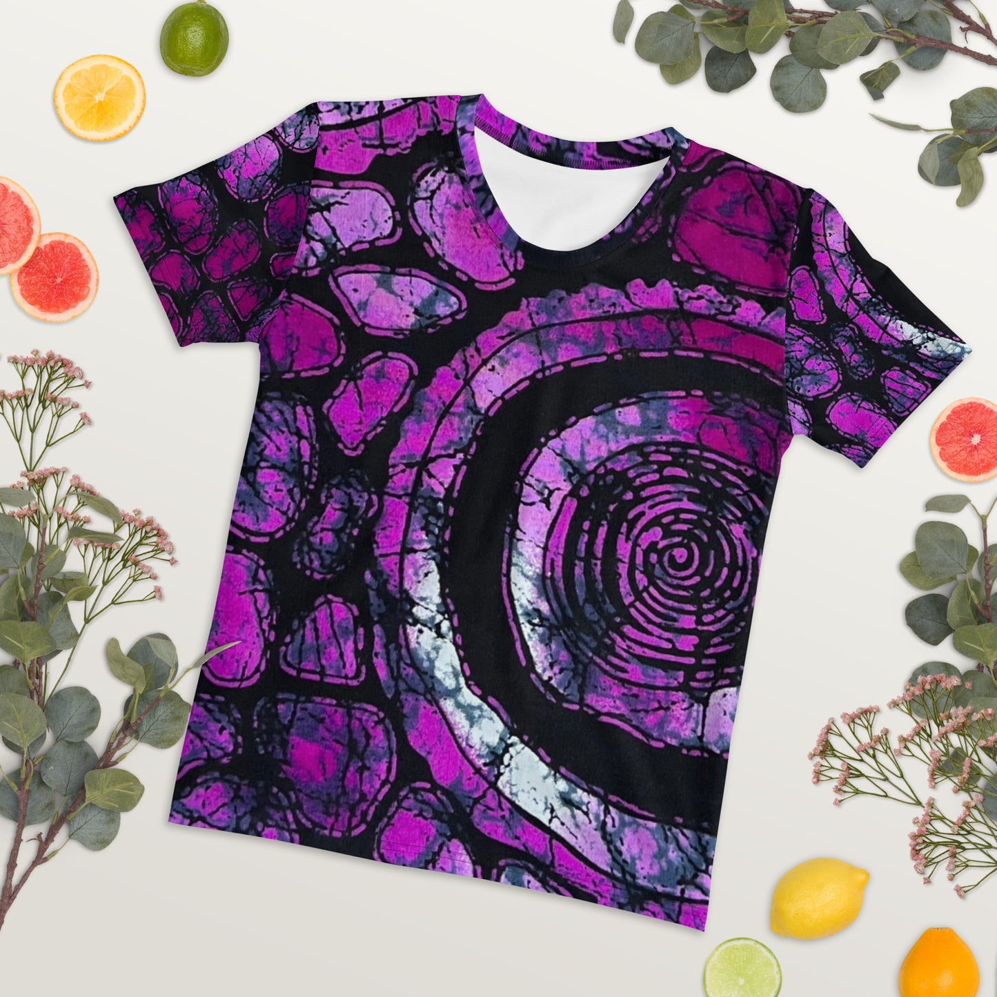 Purple & Black Ankara Women's T-shirt