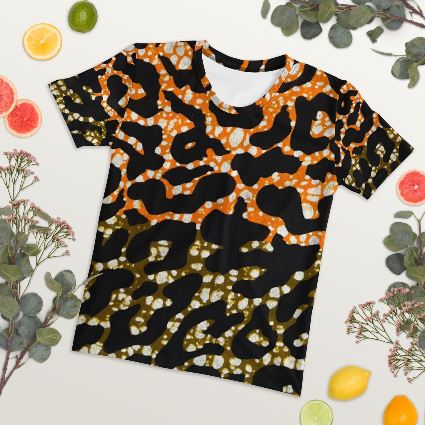 Green Orange Leopard Ankara Women's T-shirt