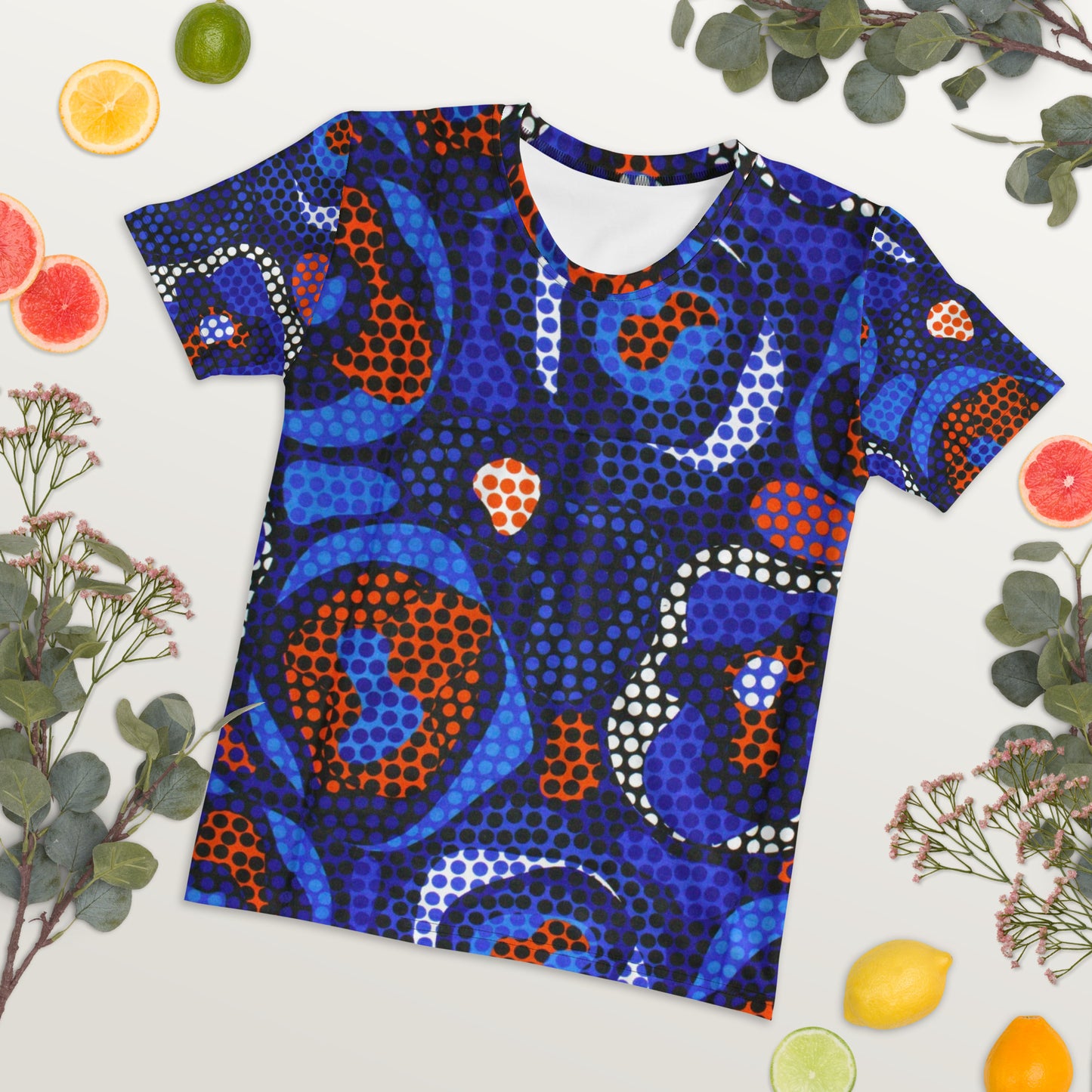 Blue Orange Abstract Ankara Women's T-shirt