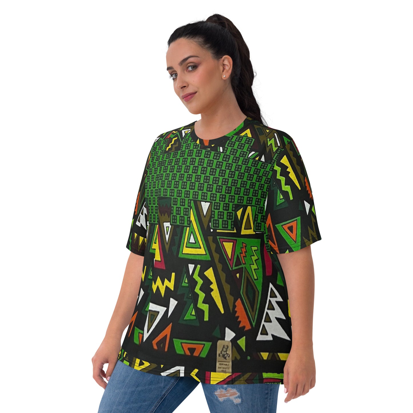 Vibrant Multicolour Green Black Yellow Red Ethnic Ankara Women's T-shirt