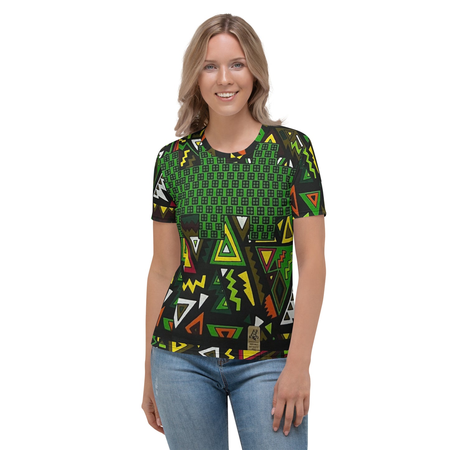 Vibrant Multicolour Green Black Yellow Red Ethnic Ankara Women's T-shirt