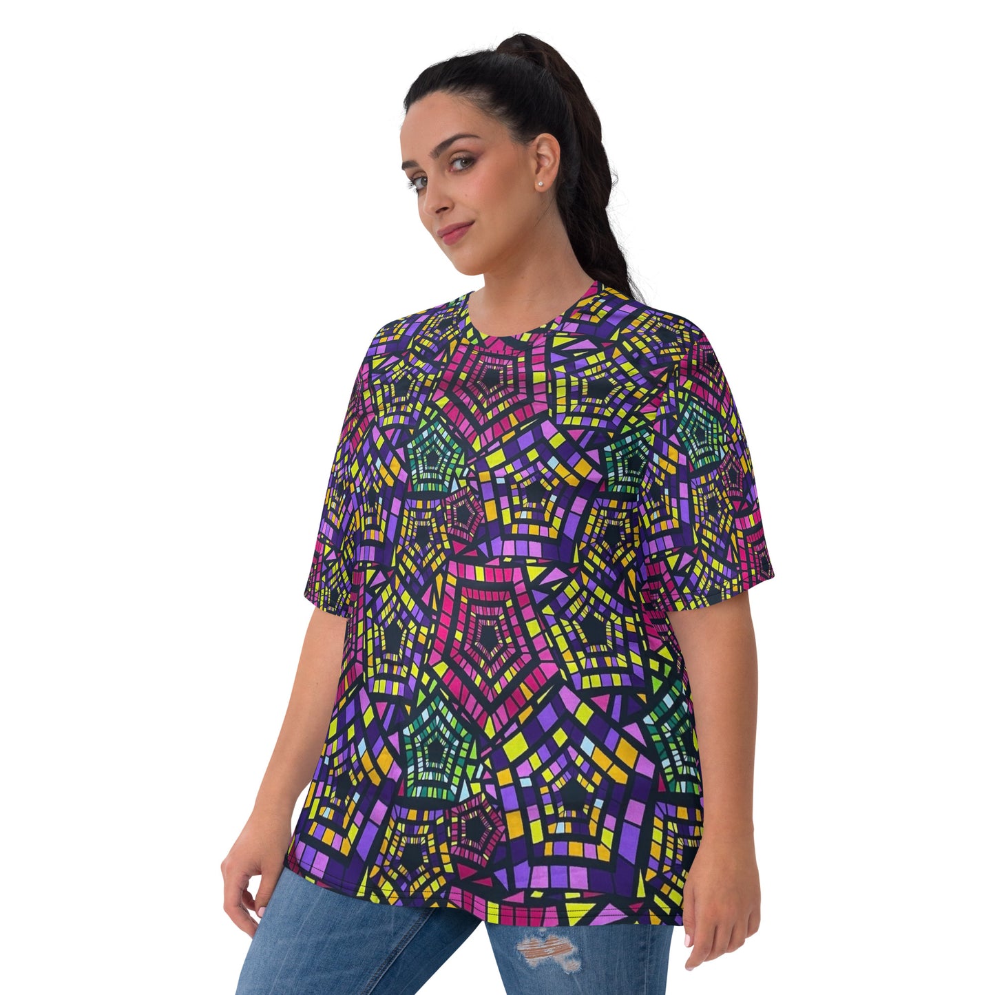 Yellow Pink Green Kente Ankara Women's T-shirt