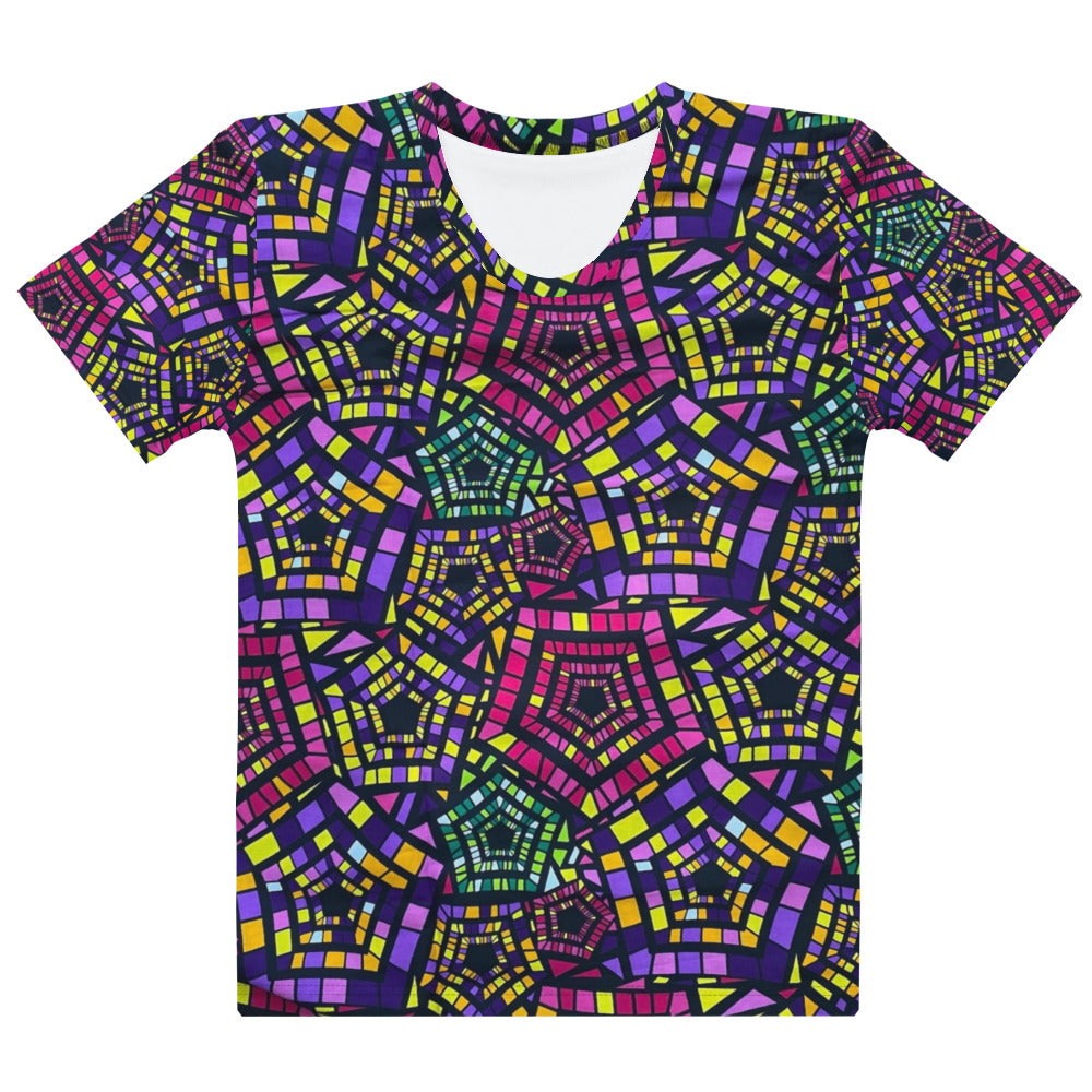 Yellow Pink Green Kente Ankara Women's T-shirt