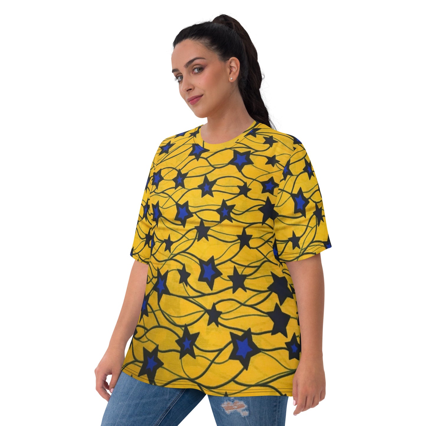 Yellow Blue Star Ankara Women's T-shirt