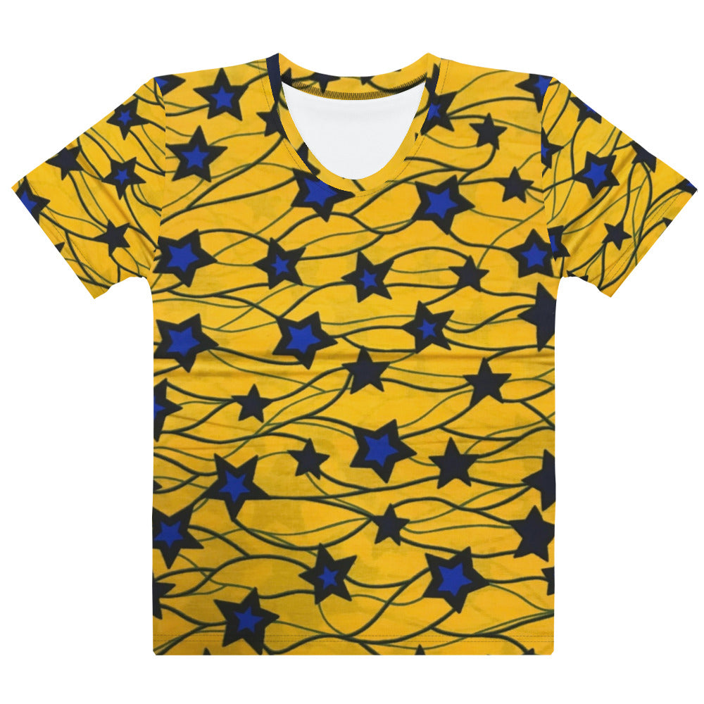 Yellow Blue Star Ankara Women's T-shirt