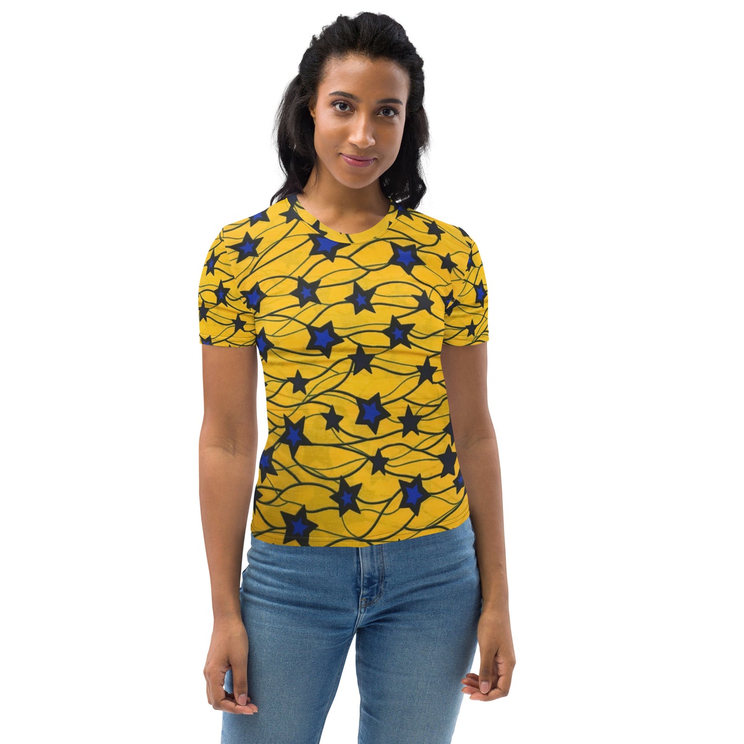 Yellow Blue Star Ankara Women's T-shirt