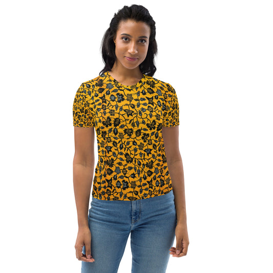 Yellow & Leaves Ankara Women's T-shirt