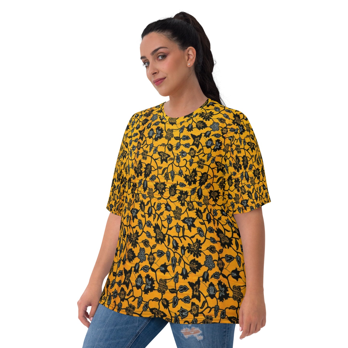 Yellow & Leaves Ankara Women's T-shirt