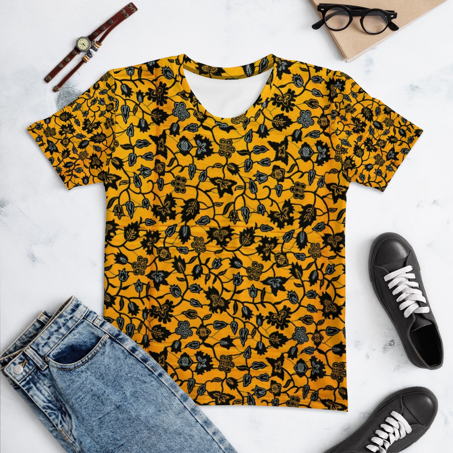 Yellow & Leaves Ankara Women's T-shirt