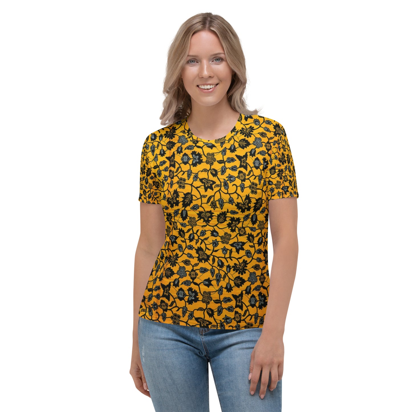 Yellow & Leaves Ankara Women's T-shirt