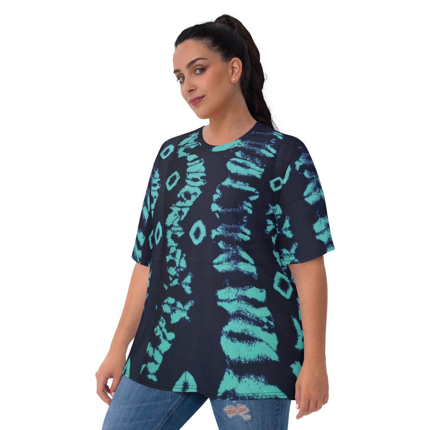 Turquoise Adire Ankara Women's T-shirt