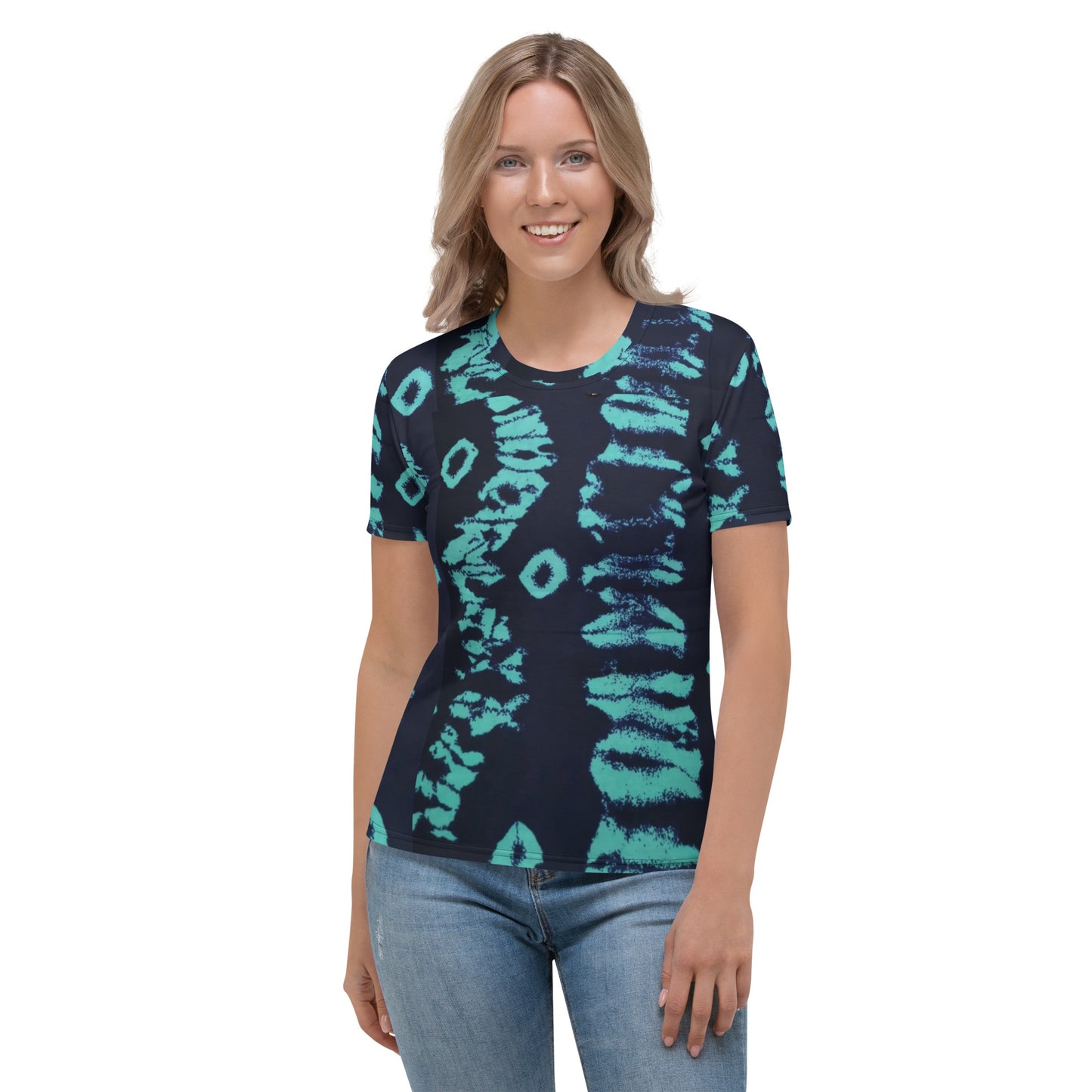 Turquoise Adire Ankara Women's T-shirt