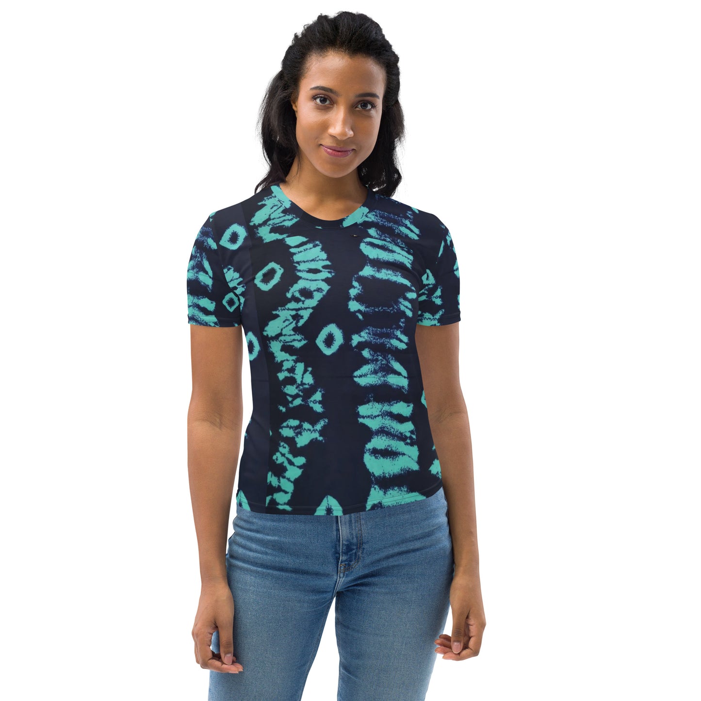 Turquoise Adire Ankara Women's T-shirt