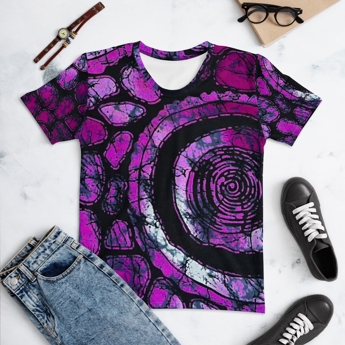 Purple & Black Ankara Women's T-shirt