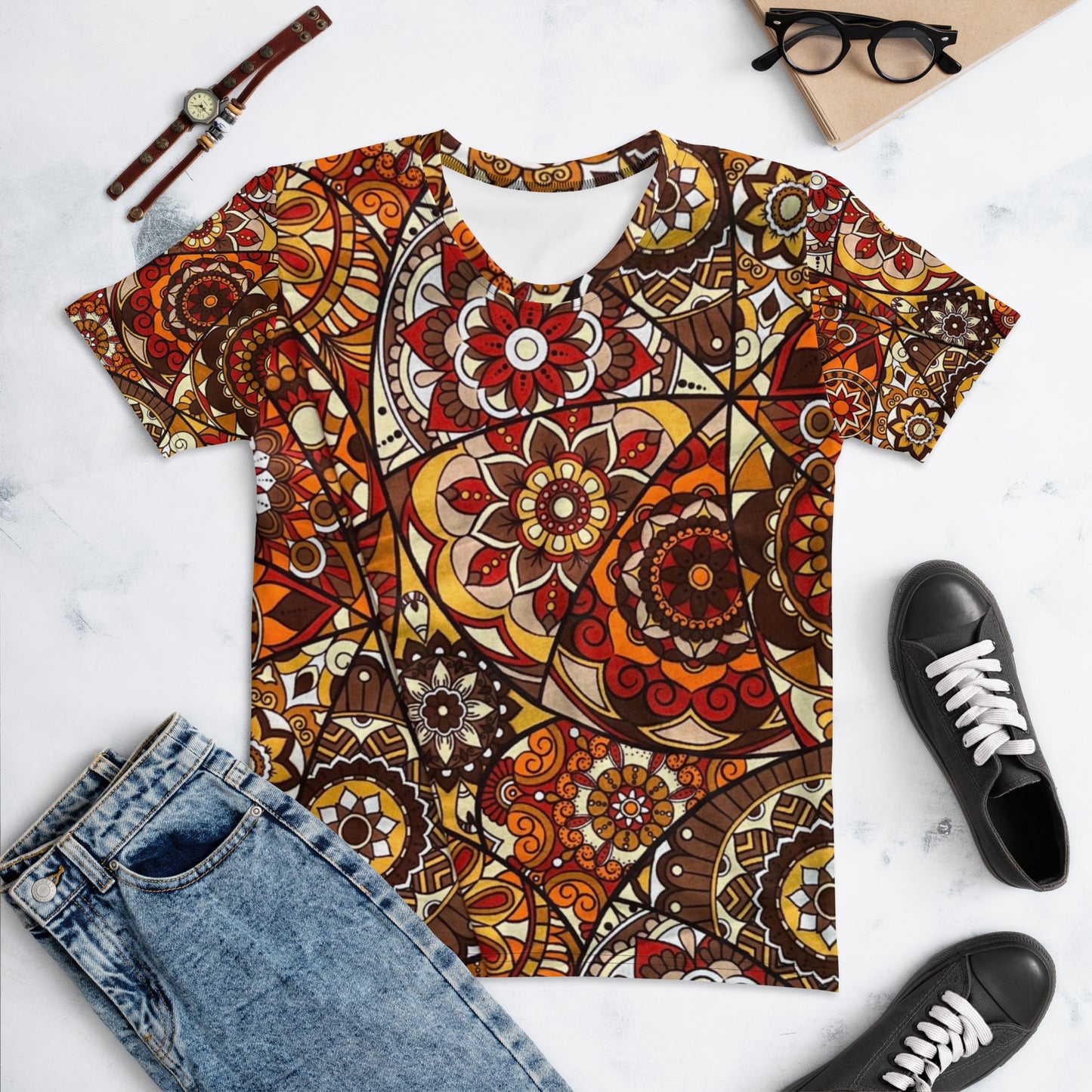 Multicolour Brown Ankara Women's T-shirt