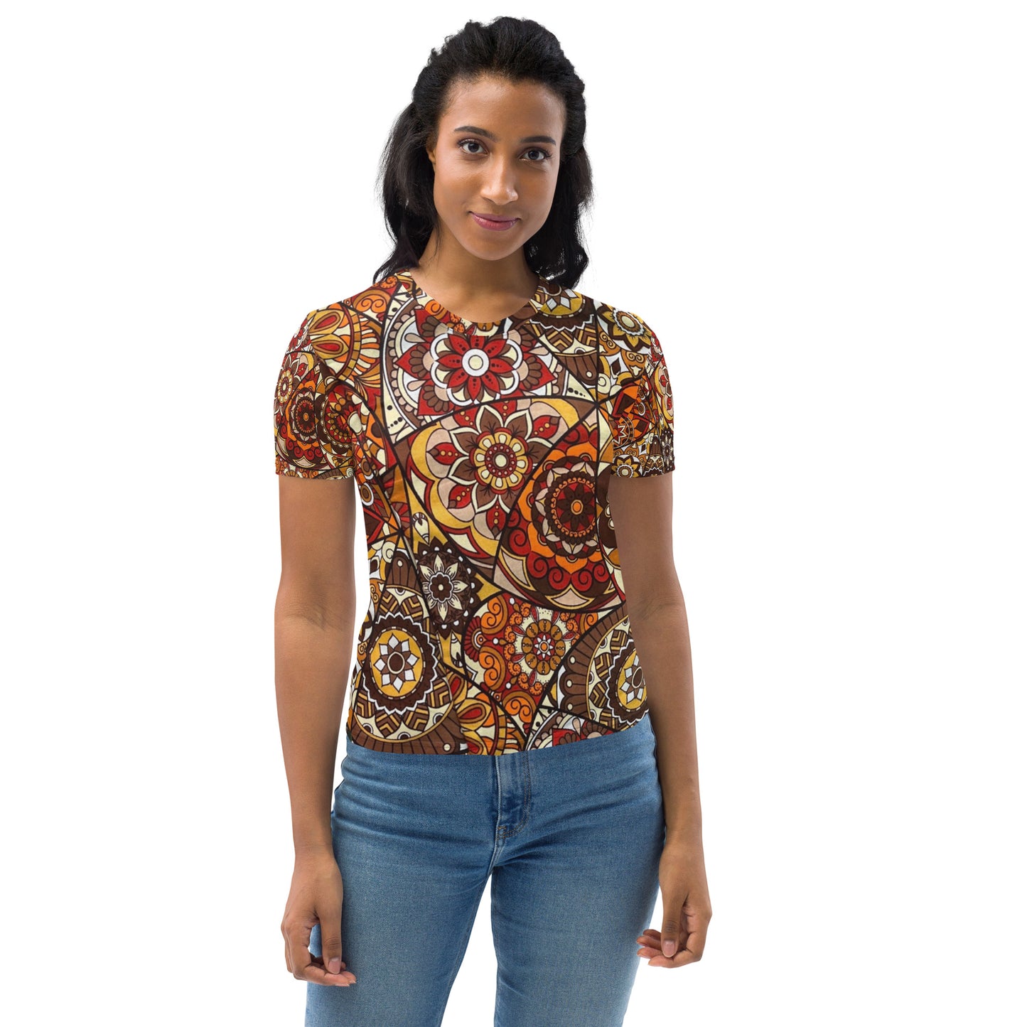 Multicolour Brown Ankara Women's T-shirt