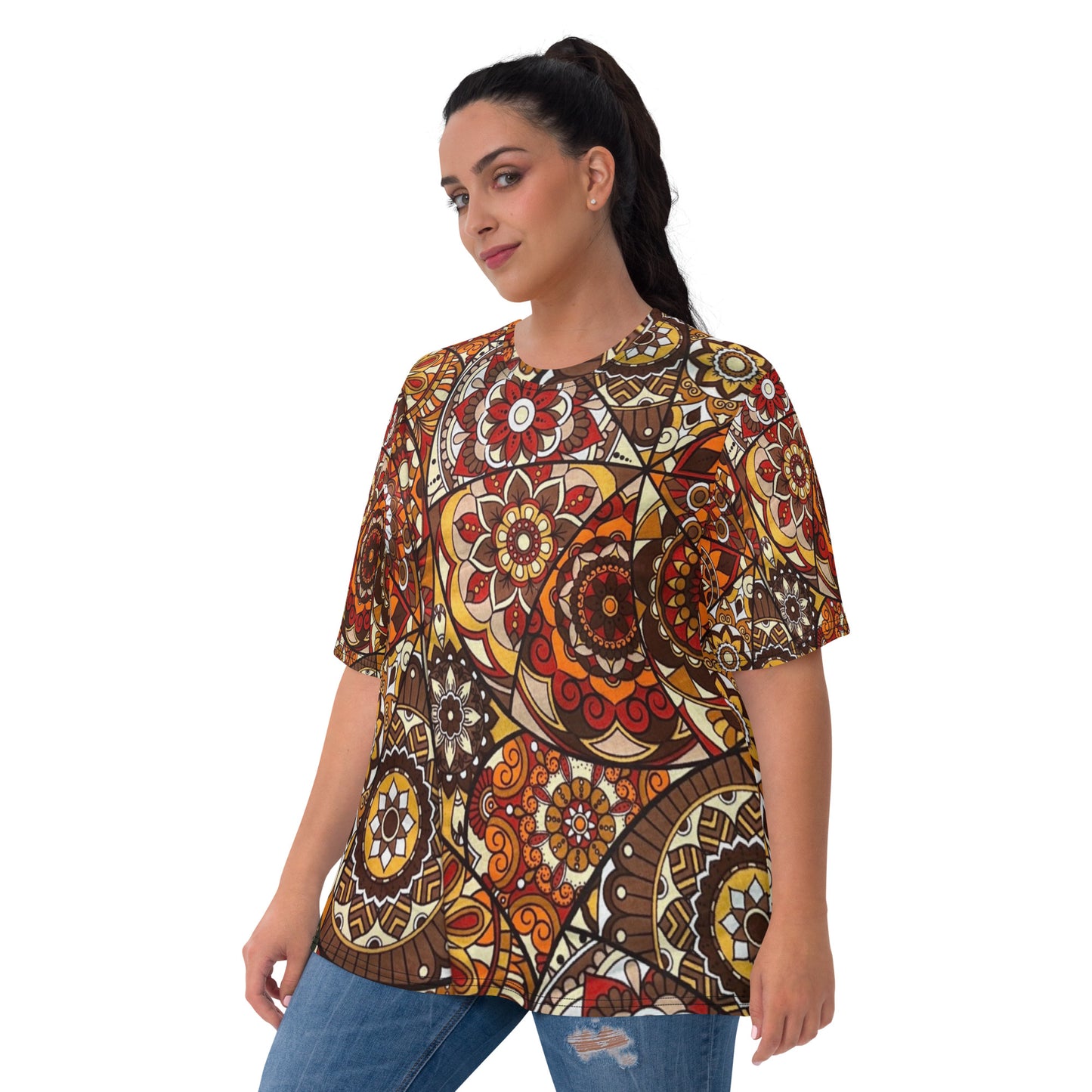 Multicolour Brown Ankara Women's T-shirt