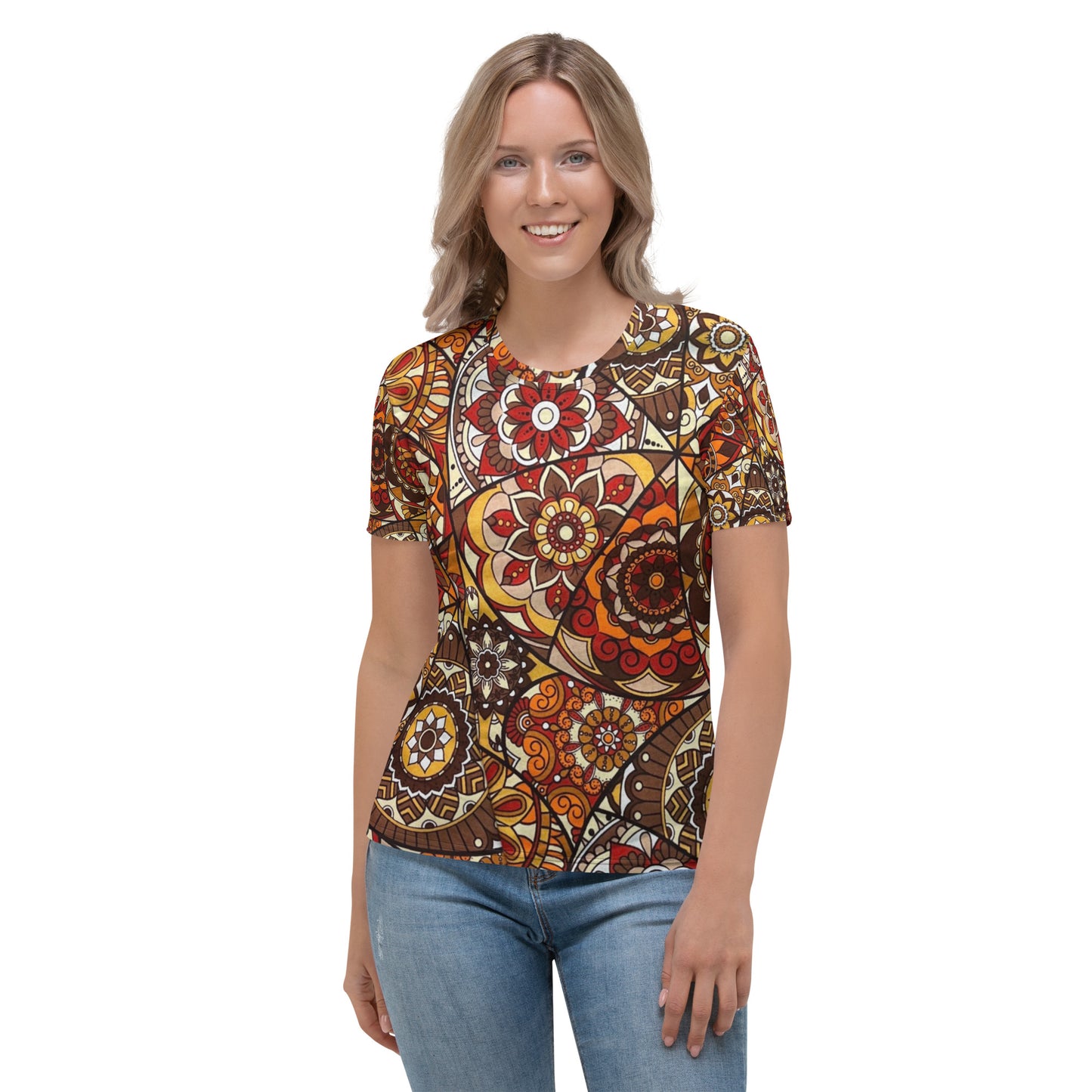 Multicolour Brown Ankara Women's T-shirt