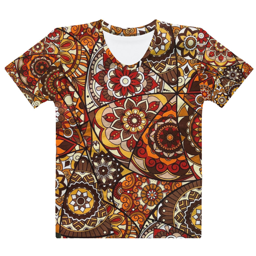 Multicolour Brown Ankara Women's T-shirt